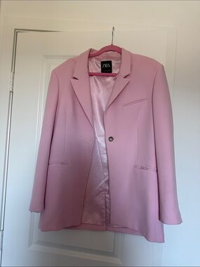 Zara Pastel Pink Single-Button Blazer